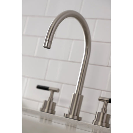 Kaiser KS8728CKLBS Widespread Kitchen Faucet with Brass Sprayer, Brushed Nickel