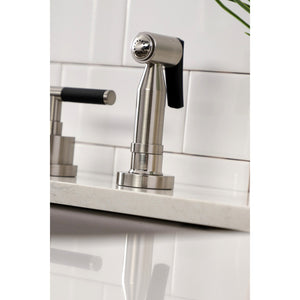 Kaiser KS8728CKLBS Widespread Kitchen Faucet with Brass Sprayer, Brushed Nickel