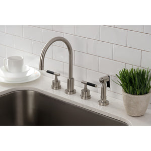 Kaiser KS8728CKLBS Widespread Kitchen Faucet with Brass Sprayer, Brushed Nickel