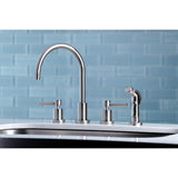 Concord KS8728DL Two-Handle 4-Hole Deck Mount Widespread Kitchen Faucet with Plastic Sprayer, Brushed Nickel
