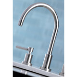 Concord KS8728DL Two-Handle 4-Hole Deck Mount Widespread Kitchen Faucet with Plastic Sprayer, Brushed Nickel