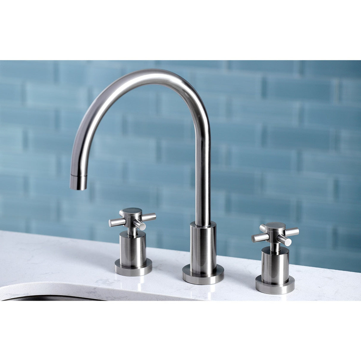 Concord KS8728DXLS Two-Handle 3-Hole Deck Mount Widespread Kitchen Faucet, Brushed Nickel