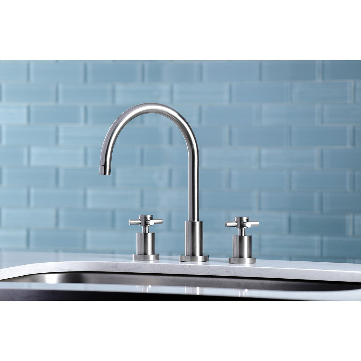 Concord KS8728DXLS Two-Handle 3-Hole Deck Mount Widespread Kitchen Faucet, Brushed Nickel