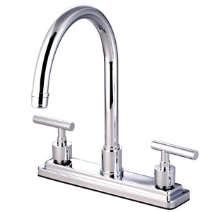Manhattan KS8791CMLLS Two-Handle 1-or-3 Hole Deck Mount 8" Centerset Kitchen Faucet, Polished Chrome
