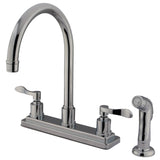 KS8791DFL Two-Handle 4-Hole Deck Mount 8" Centerset Kitchen Faucet with Side Sprayer, Polished Chrome