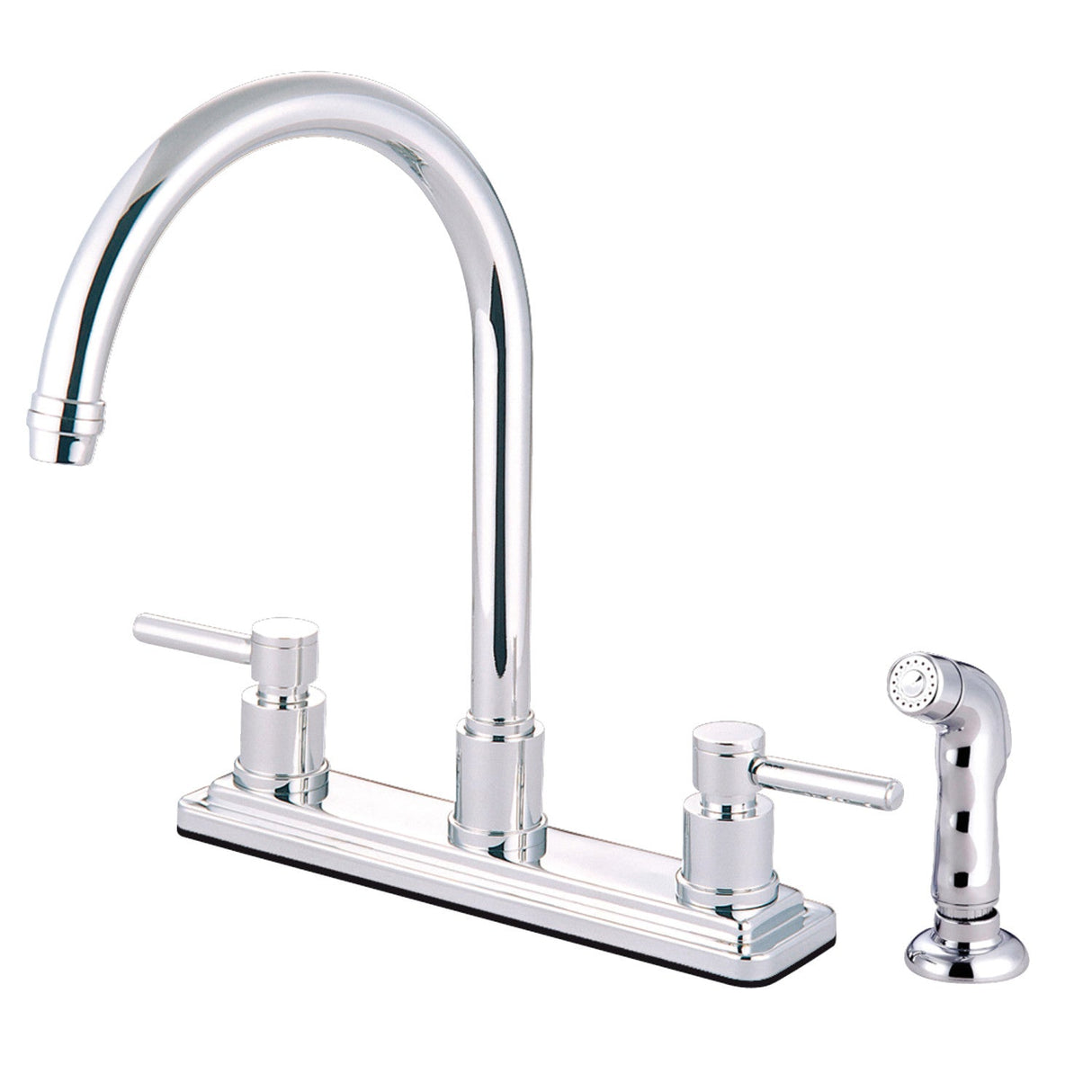 Concord KS8791DL Two-Handle 4-Hole Deck Mount 8" Centerset Kitchen Faucet with Side Sprayer, Polished Chrome