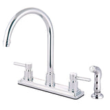 Concord KS8791DL Two-Handle 4-Hole Deck Mount 8" Centerset Kitchen Faucet with Side Sprayer, Polished Chrome