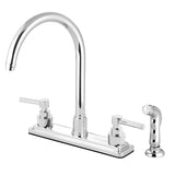 Elinvar KS8791EL Two-Handle 4-Hole Deck Mount 8" Centerset Kitchen Faucet with Side Sprayer, Polished Chrome