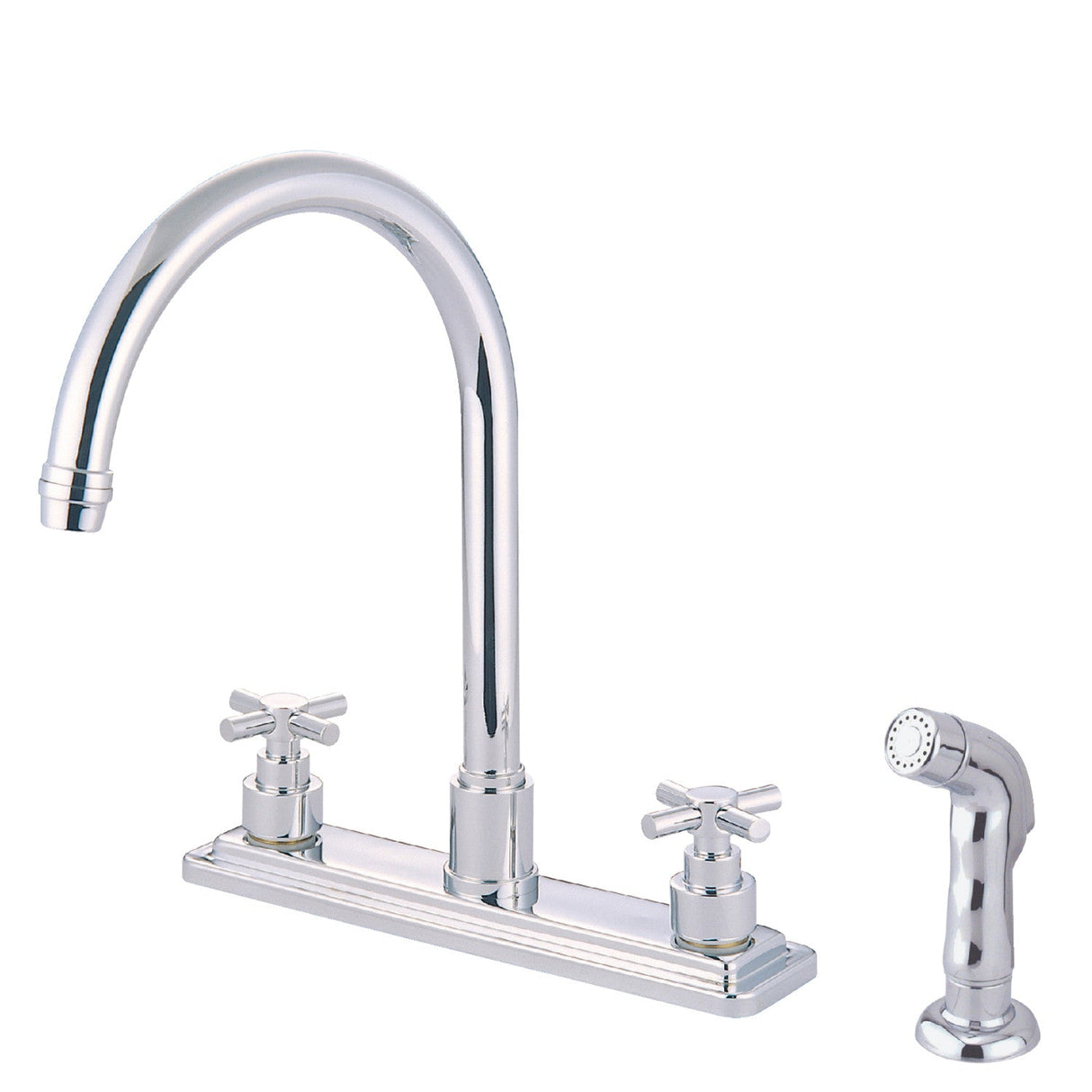 KS8791EX Two-Handle 4-Hole Deck Mount 8" Centerset Kitchen Faucet with Side Sprayer, Polished Chrome