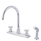 KS8791EX Two-Handle 4-Hole Deck Mount 8" Centerset Kitchen Faucet with Side Sprayer, Polished Chrome