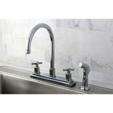 Millennium KS8791ZX Two-Handle 4-Hole Deck Mount 8" Centerset Kitchen Faucet with Side Sprayer, Polished Chrome