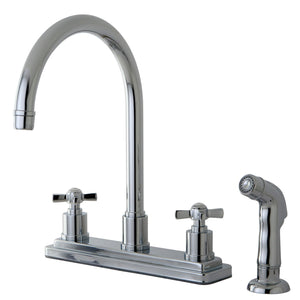 Millennium KS8791ZX Two-Handle 4-Hole Deck Mount 8" Centerset Kitchen Faucet with Side Sprayer, Polished Chrome