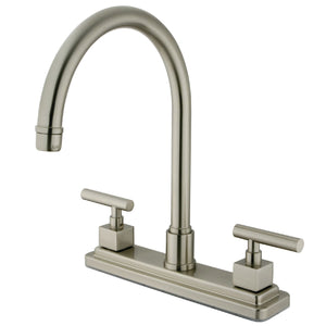 Claremont KS8798CQLLS Two-Handle 1-or-3 Hole Deck Mount 8" Centerset Kitchen Faucet, Brushed Nickel