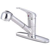 KS881C Single-Handle 1-or-3 Hole Deck Mount Pull-Out Sprayer Kitchen Faucet, Polished Chrome