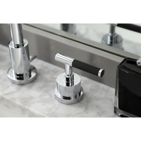 Kaiser KS8921CKL Two-Handle Deck Mount Widespread Bathroom Faucet with Brass Pop-Up, Polished Chrome