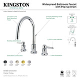 Concord KS8921DL Two-Handle 3-Hole Deck Mount Widespread Bathroom Faucet with Brass Pop-Up, Polished Chrome