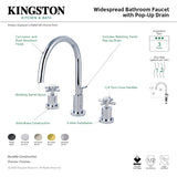 Concord KS8926DX Two-Handle 3-Hole Deck Mount Widespread Bathroom Faucet with Brass Pop-Up, Polished Nickel