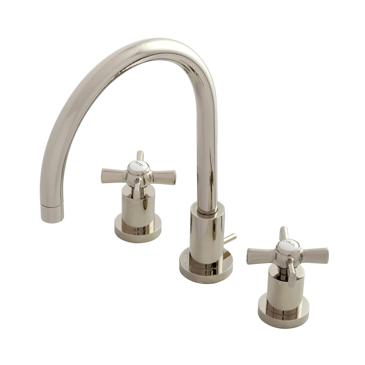 Millennium KS8926ZX Two-Handle 3-Hole Deck Mount Widespread Bathroom Faucet with Brass Pop-Up, Polished Nickel