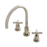 Millennium KS8926ZX Two-Handle 3-Hole Deck Mount Widespread Bathroom Faucet with Brass Pop-Up, Polished Nickel