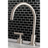 Manhattan KS8928CML Two-Handle 3-Hole Deck Mount Widespread Bathroom Faucet with Brass Pop-Up, Brushed Nickel