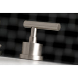 Manhattan KS8928CML Two-Handle 3-Hole Deck Mount Widespread Bathroom Faucet with Brass Pop-Up, Brushed Nickel