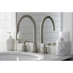 NuWave KS8928DFL Two-Handle 3-Hole Deck Mount Widespread Bathroom Faucet with Brass Pop-Up, Brushed Nickel