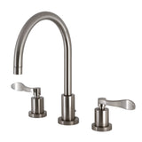 NuWave KS8928DFL Two-Handle 3-Hole Deck Mount Widespread Bathroom Faucet with Brass Pop-Up, Brushed Nickel