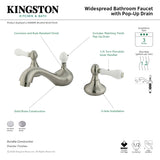 KS941PL Two-Handle 3-Hole Deck Mount Widespread Bathroom Faucet with Plastic Pop-Up, Polished Chrome