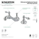 KS948AL Two-Handle 3-Hole Deck Mount Widespread Bathroom Faucet with Plastic Pop-Up, Brushed Nickel