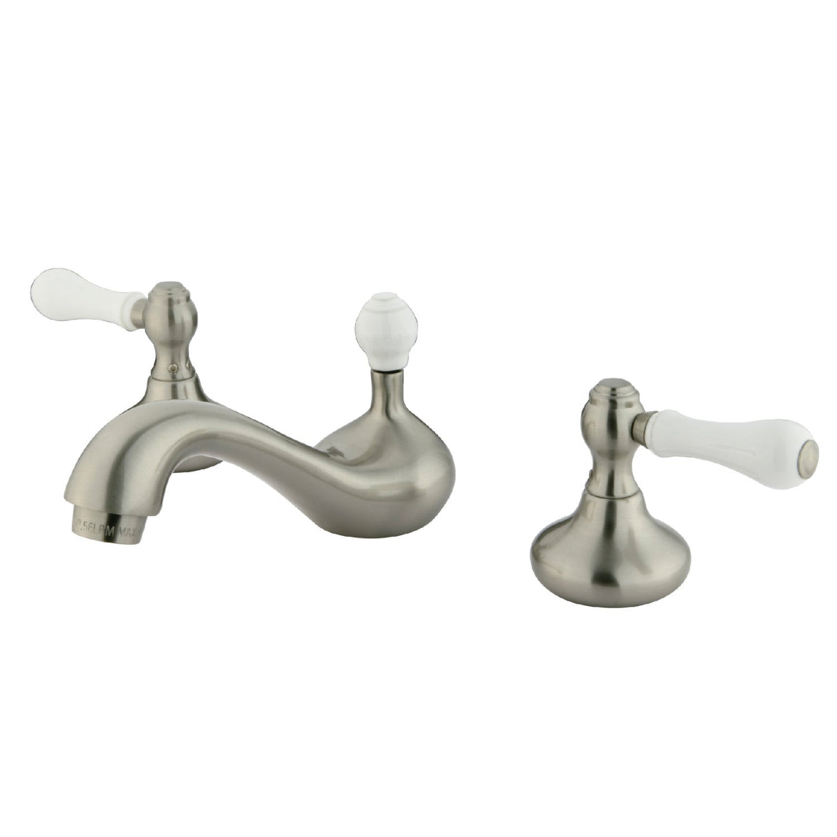 KS948PL Two-Handle 3-Hole Deck Mount Widespread Bathroom Faucet with Plastic Pop-Up, Brushed Nickel