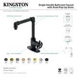 Belknap KSD144RXMB Single-Handle 1-Hole Deck Mount Bathroom Faucet with Push Pop-Up, Matte Black