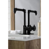 Belknap KSD144RXMB Single-Handle 1-Hole Deck Mount Bathroom Faucet with Push Pop-Up, Matte Black