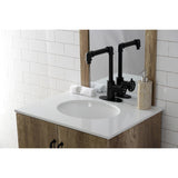 Belknap KSD144RXMB Single-Handle 1-Hole Deck Mount Bathroom Faucet with Push Pop-Up, Matte Black