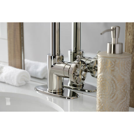 Belknap KSD144RXPN Single-Handle 1-Hole Deck Mount Bathroom Faucet with Push Pop-Up, Polished Nickel