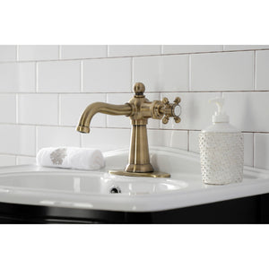 Nautical KSD154BXAB Single-Handle 1-Hole Deck Mount Bathroom Faucet with Push Pop-Up and Deck Plate, Antique Brass