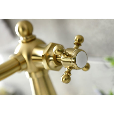 Nautical KSD154BXBB Single-Handle 1-Hole Deck Mount Bathroom Faucet with Push Pop-Up and Deck Plate, Brushed Brass