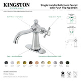 Nautical KSD154BXCP Single-Handle 1-Hole Deck Mount Bathroom Faucet with Push Pop-Up and Deck Plate, Polished Chrome