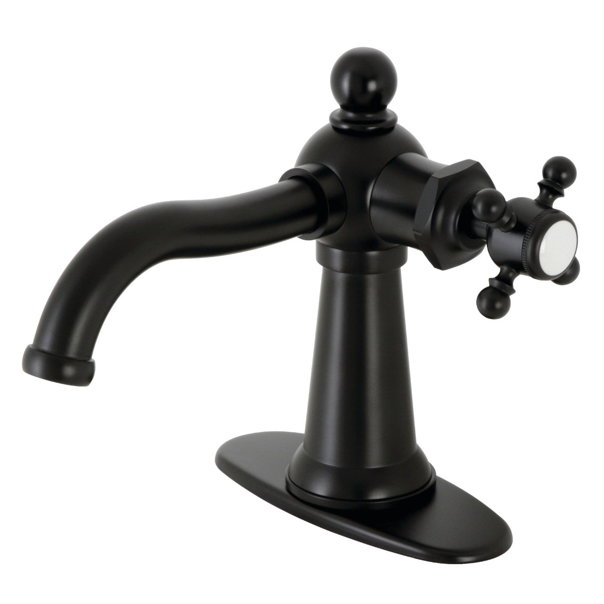 Nautical KSD154BXMB Single-Handle 1-Hole Deck Mount Bathroom Faucet with Push Pop-Up and Deck Plate, Matte Black