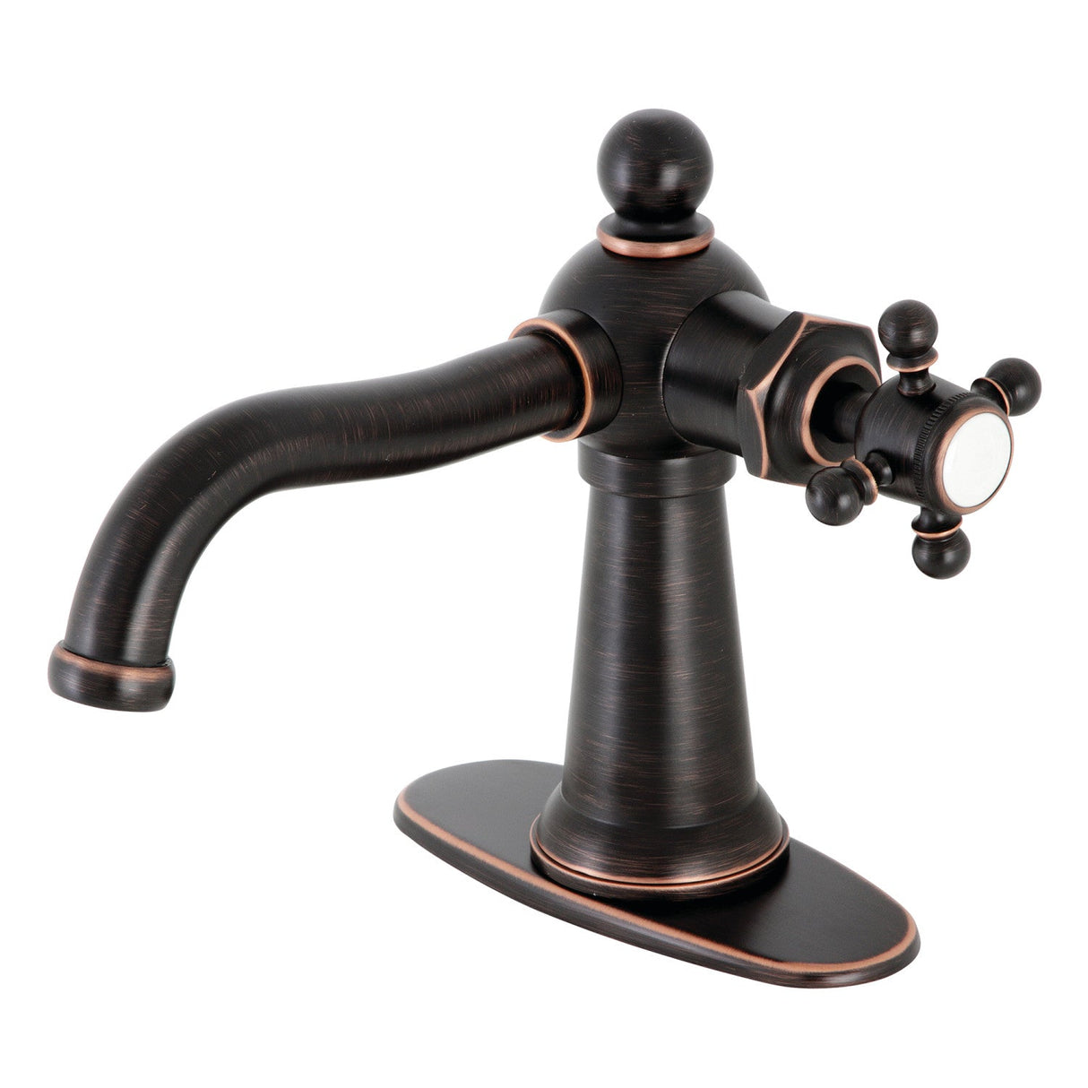 Nautical KSD154BXNB Single-Handle 1-Hole Deck Mount Bathroom Faucet with Push Pop-Up and Deck Plate, Naples Bronze