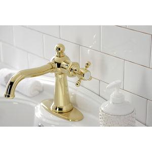 Nautical KSD154BXPB Single-Handle 1-Hole Deck Mount Bathroom Faucet with Push Pop-Up and Deck Plate, Polished Brass