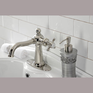 Nautical KSD154BXPN Single-Handle 1-Hole Deck Mount Bathroom Faucet with Push Pop-Up and Deck Plate, Polished Nickel