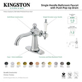 Nautical KSD154KLAB Single-Handle 1-Hole Deck Mount Bathroom Faucet with Push Pop-Up and Deck Plate, Antique Brass
