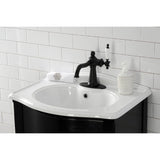 Nautical KSD154KLMB Single-Handle 1-Hole Deck Mount Bathroom Faucet with Push Pop-Up and Deck Plate, Matte Black