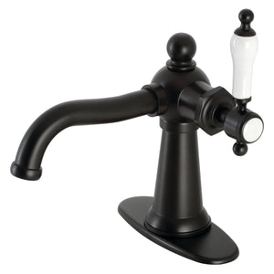 Nautical KSD154KLMB Single-Handle 1-Hole Deck Mount Bathroom Faucet with Push Pop-Up and Deck Plate, Matte Black