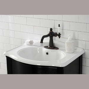 Nautical KSD154KLNB Single-Handle 1-Hole Deck Mount Bathroom Faucet with Push Pop-Up and Deck Plate, Naples Bronze