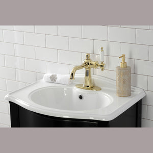 Nautical KSD154KLPB Single-Handle 1-Hole Deck Mount Bathroom Faucet with Push Pop-Up and Deck Plate, Polished Brass