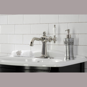Nautical KSD154KLPN Single-Handle 1-Hole Deck Mount Bathroom Faucet with Push Pop-Up and Deck Plate, Polished Nickel