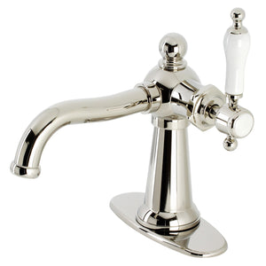Nautical KSD154KLPN Single-Handle 1-Hole Deck Mount Bathroom Faucet with Push Pop-Up and Deck Plate, Polished Nickel