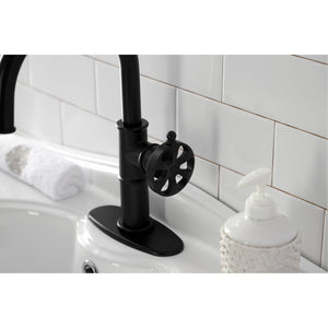 Belknap KSD2230RX Single-Handle 1-Hole Deck Mount Bathroom Faucet with Push Pop-Up and Deck Plate, Matte Black