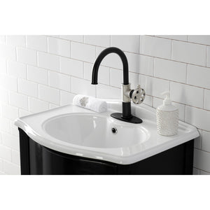Belknap KSD2236RX Single-Handle 1-Hole Deck Mount Bathroom Faucet with Push Pop-Up and Deck Plate, Matte Black/Polished Nickel